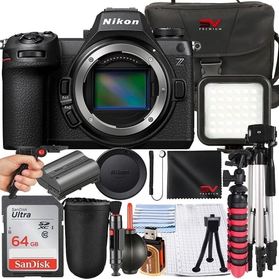 Nikon Z6III Mirrorless Camera (Body Only)   SanDisk 64GB Memory Card   Pistol Grip Tripod   SV Premium Accessory Bundle (International Version)