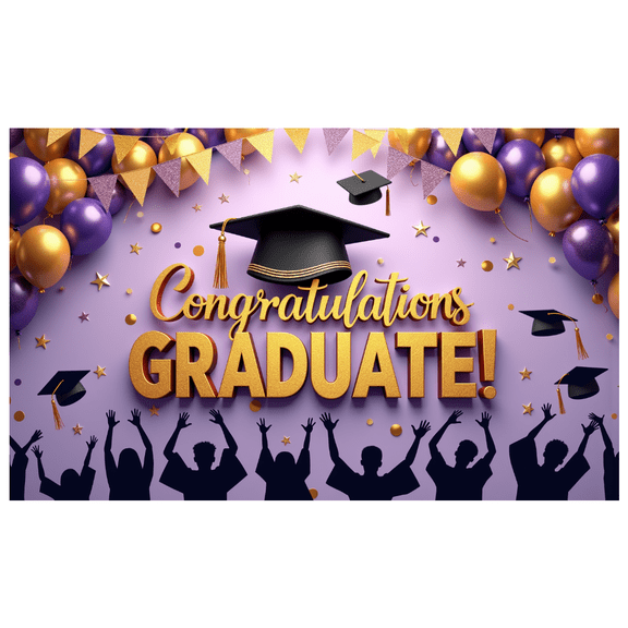 Purple Gold Theme Graduation Banner Balloon Decoration Star Accents for Graduation Ceremony Graduation Party Event Decoration