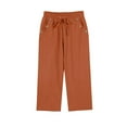thumbnail image 6 of Women's Petite Cropped Linen Pants Straight Leg Summer Trousers with Button Closure Pockets for Casual Style, 6 of 6