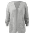thumbnail image 4 of Beach Vacation Clothes for Women, Yigetop Womens Crochet Cardigan Sweater Kimonos Solid Color Oversized Fall Open Front Outwear Summer Cardigans for Women Lightweight Grey 3XL, 4 of 8