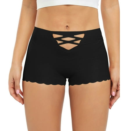 FUNUONY Big Sale!! Seamless Shaping Boyshorts Panties for Women Slip Shorts Under Dress Shapewear Shorts Tummy Control Underwear Briefs Female Non Pants Female Ice Silk Buttocks Lady Black L