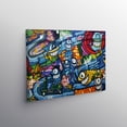 thumbnail image 2 of Framed Canvas Wall Art Colorful Happy Sharks Cartoon Graffiti & Street Art Famous People Pop Art Modern Urban for Living Room, Bedroom, Office(18" W x 12" H，Framed), 2 of 10