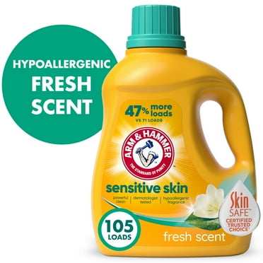 ARM & HAMMER Sensitive Skin Liquid Laundry Detergent Soap, Fresh Scent, 105 fl oz, 105 Loads