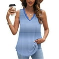 thumbnail image 2 of Olyvenn Tank Top for Women Loose Fit Lace V Neck Womens Tops 2025 Solid Color Dressy Fashion Casual Flowy Sleeveless Shirts Light Blue XL, 2 of 7