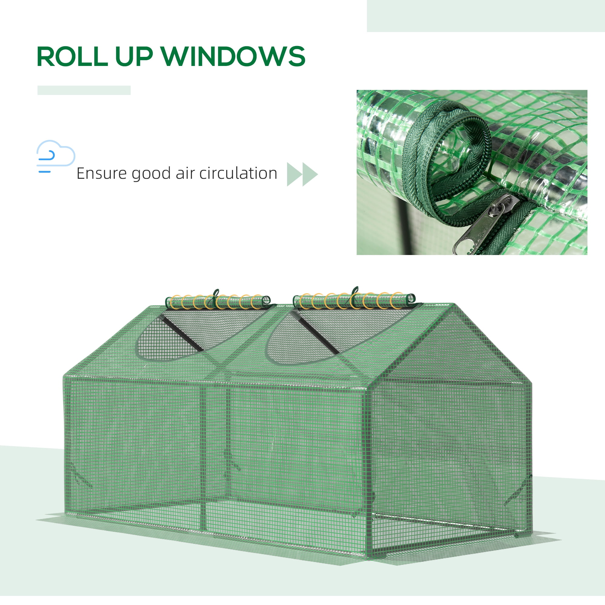 Outsunny 4' x 2' x 2' Mini Greenhouse with 2 Top Windows, Green