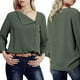 thumbnail image 3 of Prettyia - Blusa de gasa con cuello vuelto y botones para mujer SG Yuyangstore Blusa de gasa sólida, 3 of 8