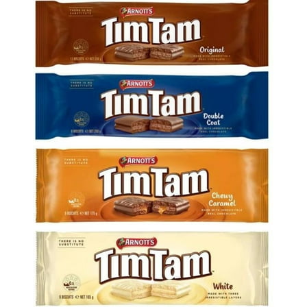 Tim Tam Sampler 4 Pack (Original, Double Coat, Chewy Caramel, White) Australian Chocolate Cookie Biscuits Aussie Made & Loved ...