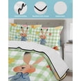 thumbnail image 3 of Full Size Quilt Bedding Set, Spring Easter Reversible Summer Quilt 3 Pieces, Green Plaid Bunny Colorful Eggs Floral Lightweight Bedspreads Coverlets with 2 Pillow Shams for All Seasons, 3 of 5