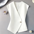 thumbnail image 6 of Plus Size Women's Solid Color Sleeveless Temperament Vest Casual Office Waistcoat Comfy Breathable Work Summer Holiday Outfits | CSEONE,White 2XL, 6 of 6