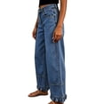 thumbnail image 6 of Barrel Jeans Women Ruffle Hem Wide Leg Jeans Y2k Patchwork Baggy Boyfriend High Waisted Denim Pants, 6 of 8