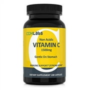 CGM Labs- Non Acidic Vitamin C 1500mg with Calcium. Gentle on Stomach, Immune/Bone Support- 100 Caps