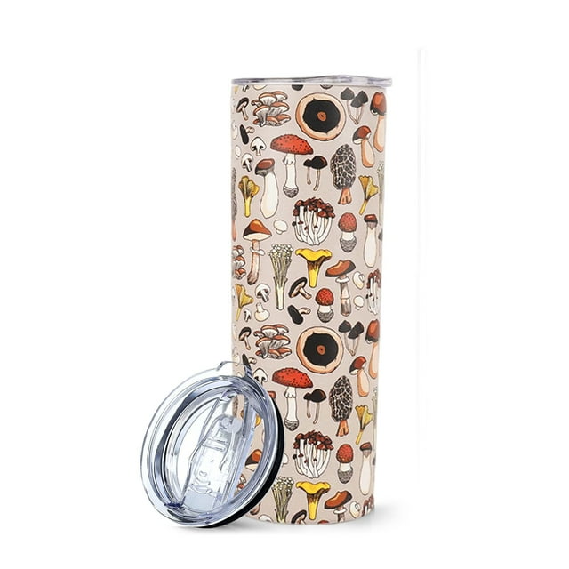 Mushroom Tumbler with Lid and Straw - Mushroom Mug Gifts for Women- Cute Mushroom Stuff Accessories Gifts, Mushroom Lovers Coffee Tumbler for Kids Friends - 20 Oz Mushroom Travel Cup