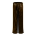 thumbnail image 4 of TTUHYWXI Womens Wide Leg Pajama Pants Satin Silk Casual Loose Elastic Waist Lounge Pants Pj Bottoms (Coffee, XL), 4 of 6