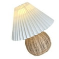 thumbnail image 2 of Falleo Clearance Small Table Lamp Bedside Nightstand Mini Lamp for Bedroom Living Room Side Table Rattan Pleated Aesthetic Vintage Lamp, 2 of 3