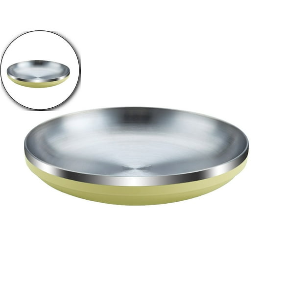 Dvruxg Stainless Steel Plates Dinner Plates for Adults 8 Inch Metal Plate Deep Dinner Dishes Serving Camping Plates - Reusable and Dishwasher Safe