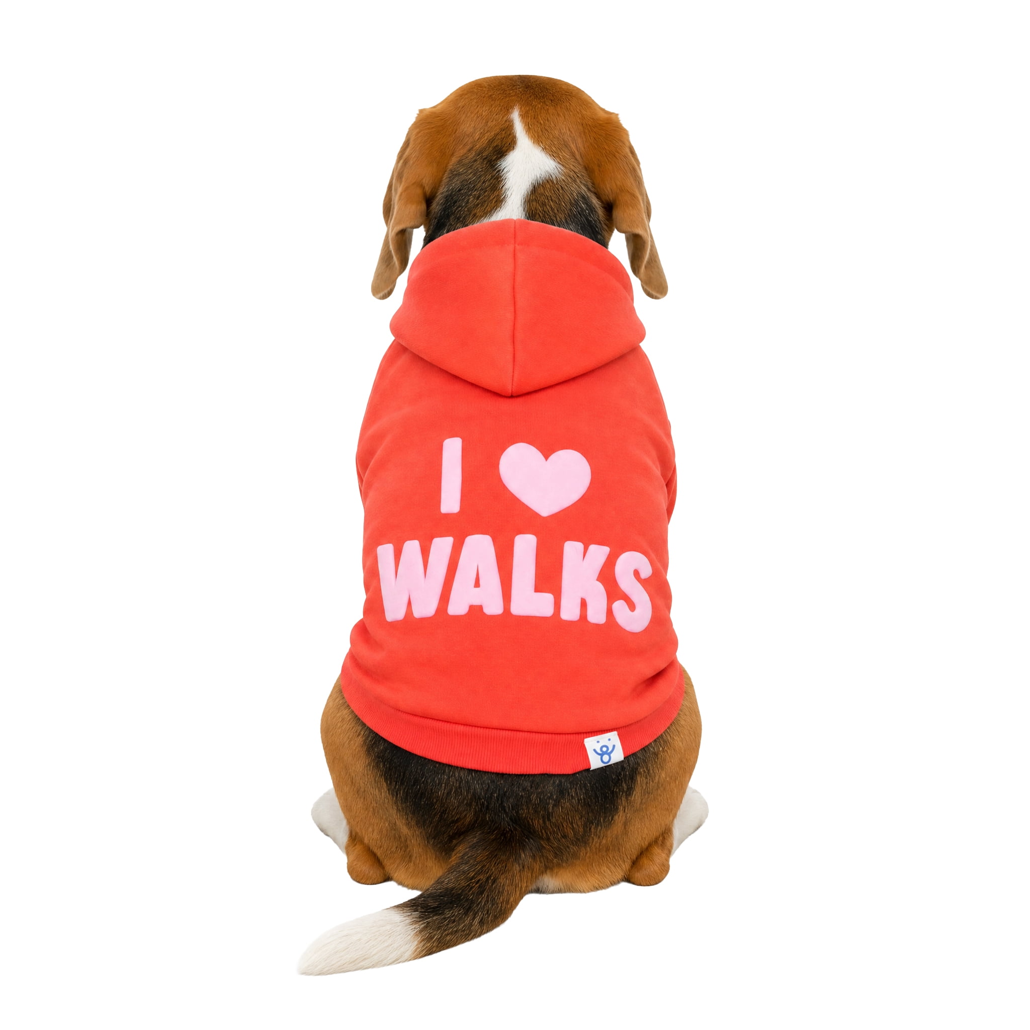 Oodles I Heart Walks Fall Dog Hoodie, Red, Medium