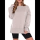 thumbnail image 2 of Sudaderas Oversize para Mujer, Cuello Redondo, Larga, Informales, Holgadas, con Aberturas, para Otoño Caqui L, 2 of 9