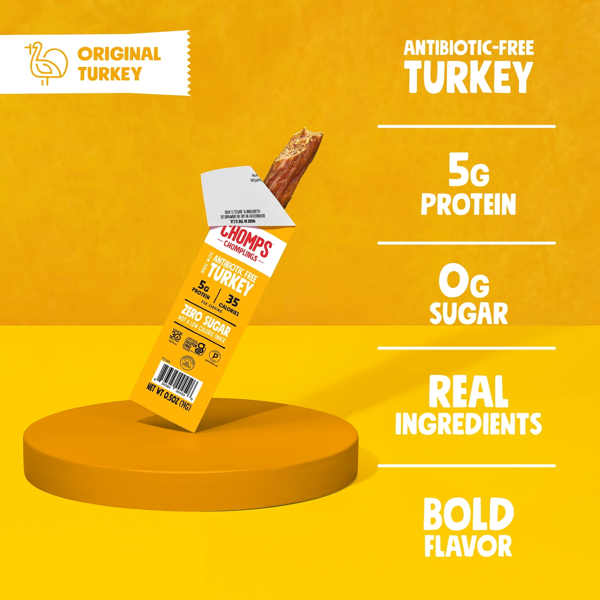 Chomps Mini Original Turkey Snack Sticks, Protein-Rich Chomps Mini Original Turkey Snack Sticks, Protein-Rich