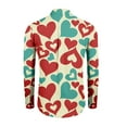 thumbnail image 3 of Fgvctg Valentine's Day Button Up Shirt Men Button Down V Neck Long Sleeve Shirts Trendy Collared Blouses Date Day Love Heart Print Oversized Business Casual Tops Cyan 3XL, 3 of 4