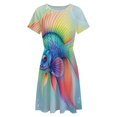 thumbnail image 4 of Shiny Koi Fish Dress Fashion Beach Short Sleeve Dresses Female Party Printed Sundress, 4 of 7