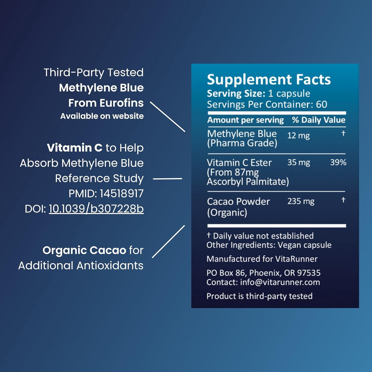 Nutricel Blue Boost - Methylene Blue with Vitamin C Ester and Organic Cacao