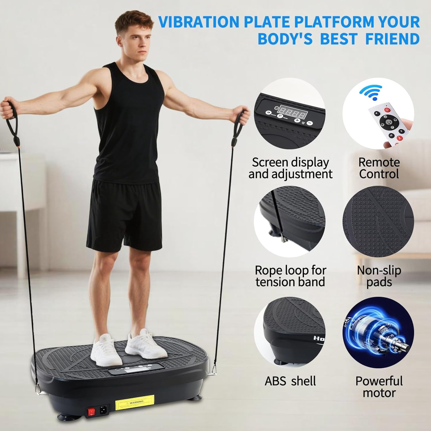 Vibration Plate Exercise Machine for Full Body Workout, Fat Burning & Lymphatic Drainage with Remote Control