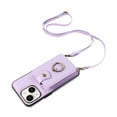 thumbnail image 6 of Compatible with iPhone 13 Wallet Case, PU Leather Case with Card Holder, 360° Rotation Ring Kickstand, Shoulder Strap, Magnetic Snap Protective Case Designed for iPhone 13, Purple, 6 of 8