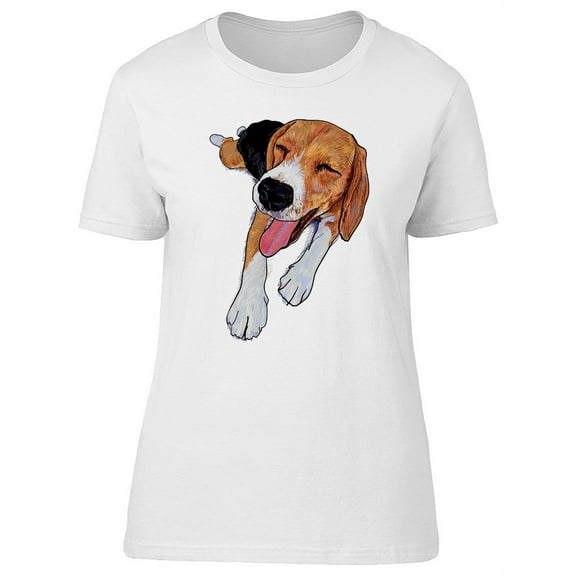 Cute Happy Beagle Dog T-Shirt Women -Image by Shutterstock, Female x-Large