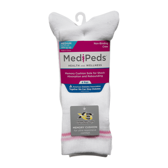 MediPeds - MediPeds Women's XSâ ¢ Memory Cushion Crew, 4-Pack - Walmart.com