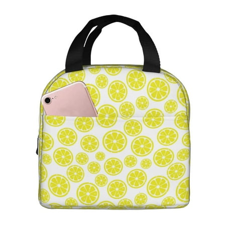 Insulated Lunch Bag for Women Men - Lemon slices yellow Leakproof Cooler Lunch Box for Women Men  Lunch Tote Bags for Work School Picnic Travel
