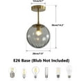 thumbnail image 2 of KCO Lighting Gold Globe Flush Mount Ceiling Light 1-Light Vintage Smoke Gray Glass Ceiling Light Mid Century Small Hallway Ceiling Light Fixtures, 2 of 7
