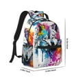 thumbnail image 2 of Uemuo Cool Colorful Wolf Printed Student Durable Water-resistant Backpack,Travel Backpack,Outdoor Activities Backpack, Laptop Backpack, Multi-compartment Backpack, 2 of 5
