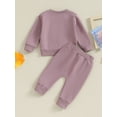 thumbnail image 4 of Bagilaanoe 2PCS Toddler Baby Girl Long Pants Set Letter Embroidery Long Sleeve Sweatshirt Tops + Sweatpants 6M 12M 18M 24M 3T Kids Casual Sweatsuits, 4 of 9
