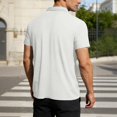 thumbnail image 4 of Men's Color-Block Stretch Polo Shirt Short-Sleeve Collared Button Placket Casual Daily Light Commute Spring & Autumn Wear,White,XL, 4 of 5