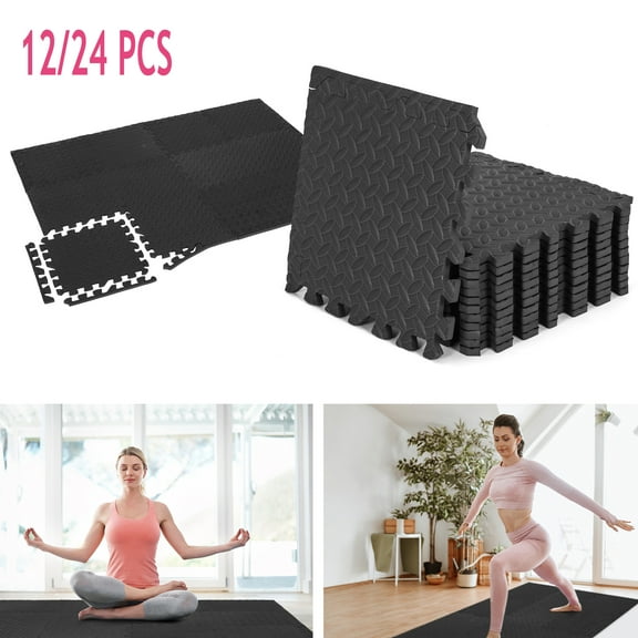 YouLoveIt 12/24PCS Exercise Mat EVA Interlocking Foam Tiles Protective Workout Flooring Thick Eva Foam Fitness Equipment Mat for Exercise, Martial Arts, MMA, Gymnastics and Gym Equipment