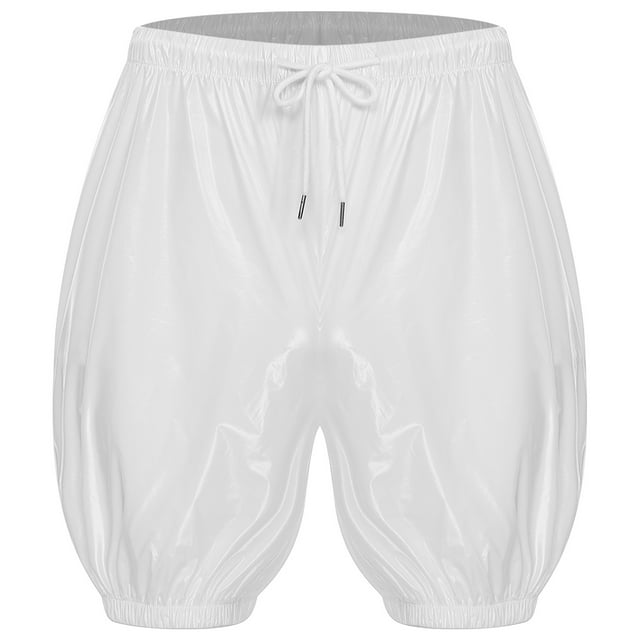 inlzdz Unisex Adult Waterproof Diaper Cover Shorts Swim Trunks Drawstring Leak-proof Washable Shorts White L