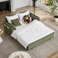thumbnail image 3 of 66" Sleeper Sofa Bed 3-in-1 Adjustable Sleeper with Side Pockets and Pullout Bed 4 Pillows Soft Corduroy Convertible Sleeper Sofa Bed for Living Room, Bedroom, Apartment, Office, Green, 3 of 9