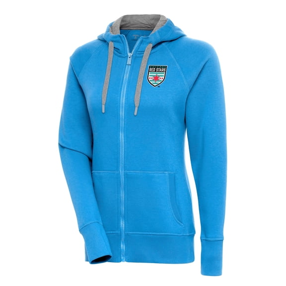 Women's Antigua Light Blue Chicago Red Stars Victory Full-Zip Hoodie