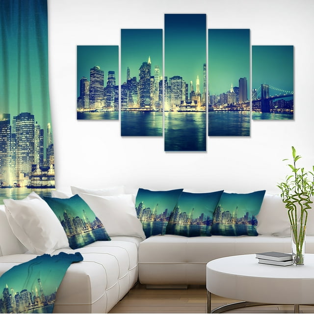 Concept de Nuit Panorama de New York - Impression sur Toile