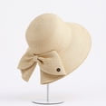 thumbnail image 3 of Elegant Women Foldable Straw Sun Hat with Bow Large Brim Packable Beach Visor for Summer Travel Sun Protection Beige, 3 of 4