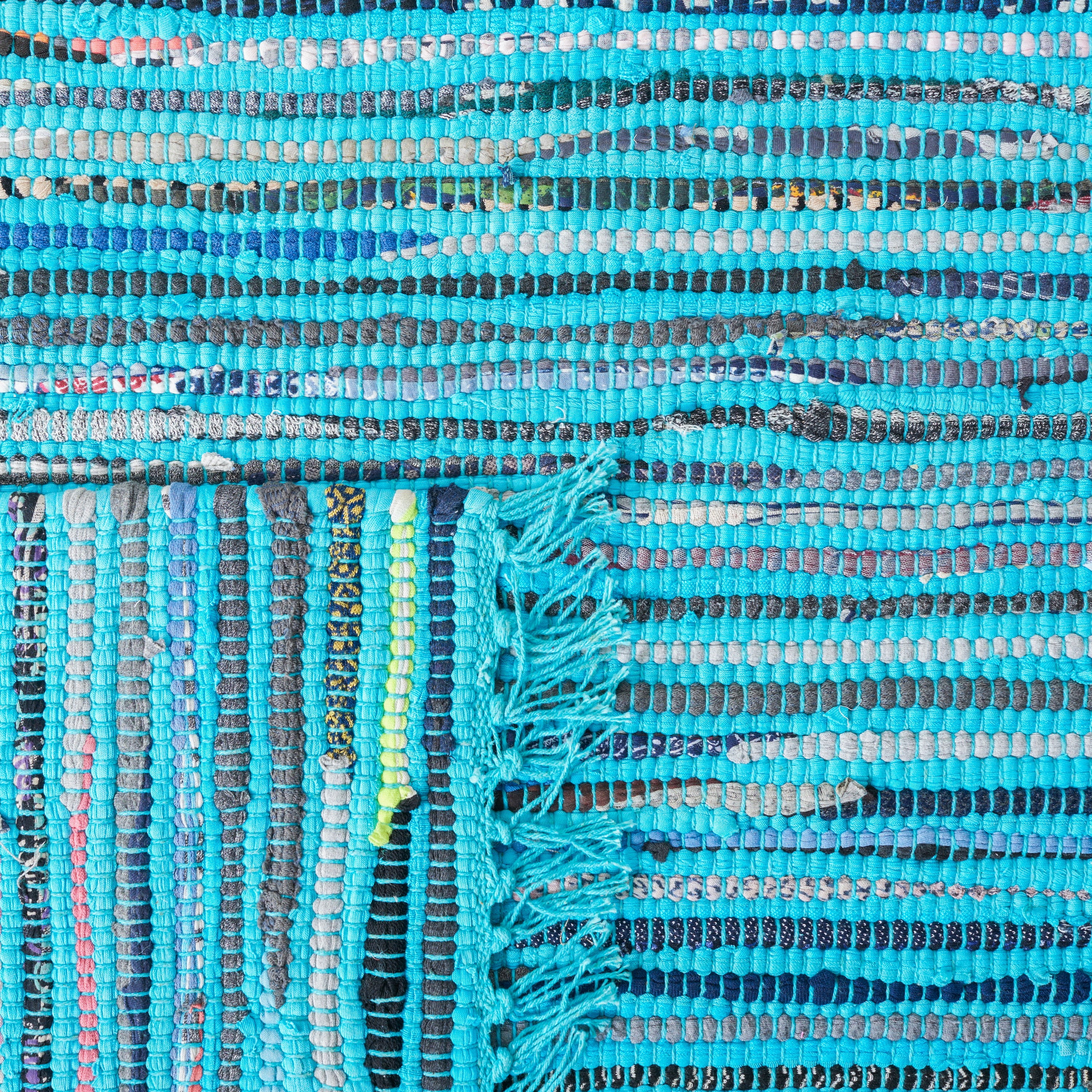 SAFAVIEH Rag Skylar Striped Cotton Area Rug, Turquoise/Multi, 2' x 3'
