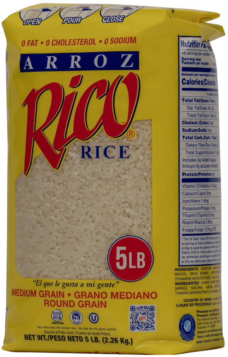 Rico Rice. Medium Grain, 5 pounds Bag