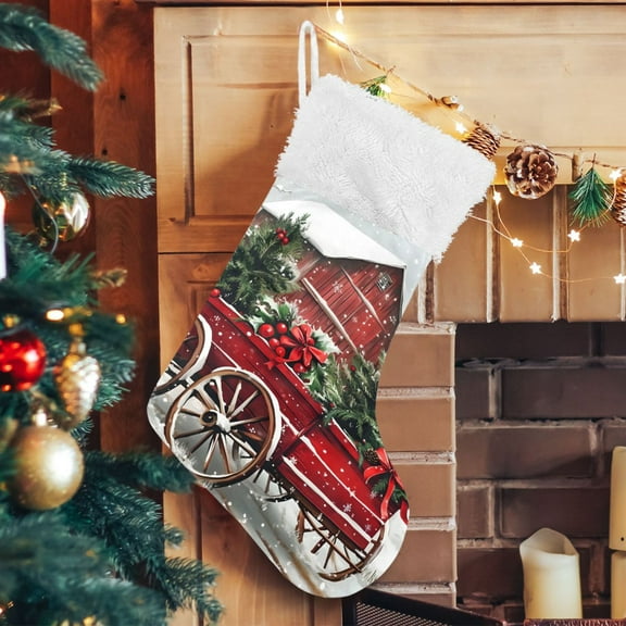 Ryvnso Christmas Stockings Christmas Tree Berry 17.7" Large Stocking Decoration 1 Pack