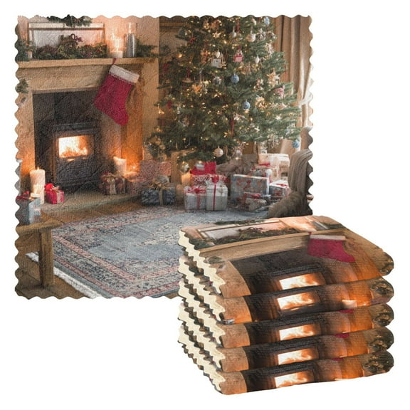 6 Pieces of Kitchen Towels 11x11Inch Kitchen Dish Cloths Kitchen Dish Towels Reuseable Cleaning Cloths Beautiful Christmas Room