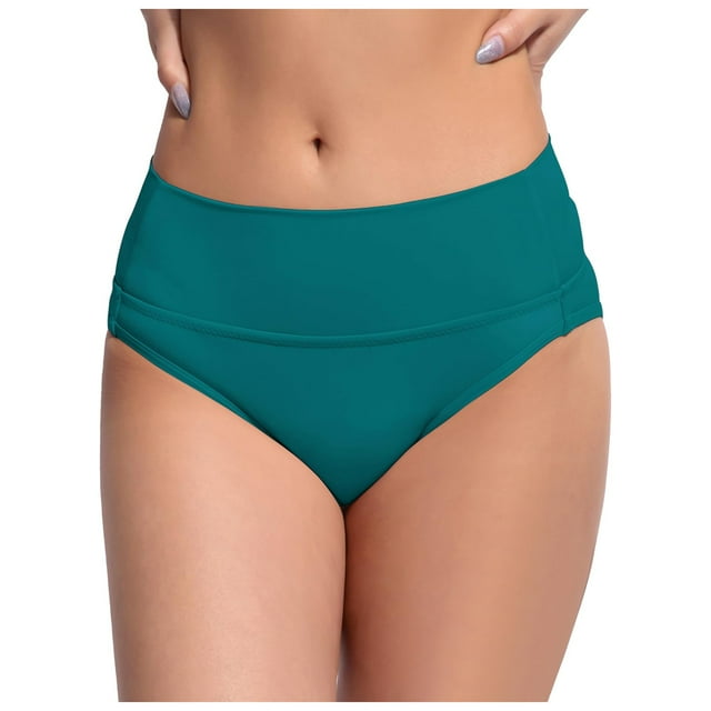 Women's High Waisted Retro Bikini Bottoms Full Coverage Swimsuit Bottom Mid Waist Bathing Suit