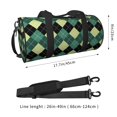 thumbnail image 4 of Gaeub Green Squares Lightweight Travel Cylinder Bag Gym Tote Bag Sports Training Duffle Bag with Pockets and Straps, 4 of 8