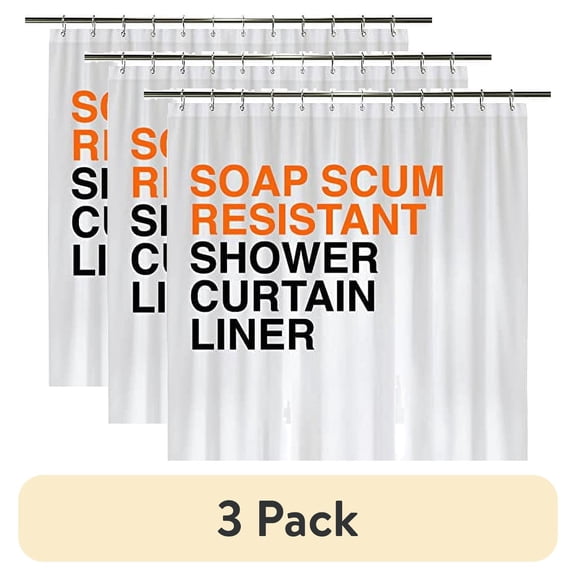 (3 pack) LiBa PEVA 10-Gauge Shower Curtain Liner, 72” W x 72” H - White, PEVA 10G Extra Heavy Duty Thickness, Waterproof Shower Curtain Liner