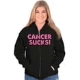 thumbnail image 5 of Cancer Sucks Breast Awareness Quote Zip Hoodie Sweatshirt Women Brisco Brands S, 5 of 6