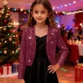 thumbnail image 5 of AWZXDE Girls Elegant Short Satin Jacket With Silver Foil Print Long Sleeve Girl Coat For Formal Party Dressy Cardigan Outerwear And Holiday, 5 of 7