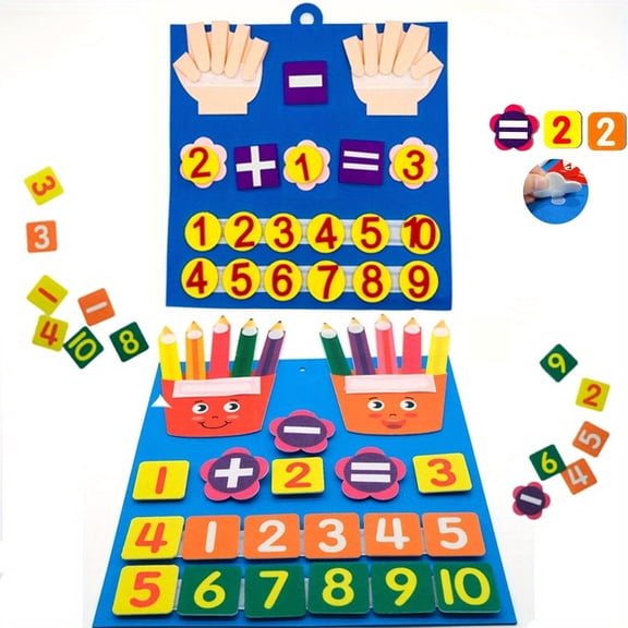 2 Pcs Kid Pencil Shape Toys Felt Finger Numbers Math Toy Children Counting Early Learning for kids Intelligence Develop Christmas Gifts